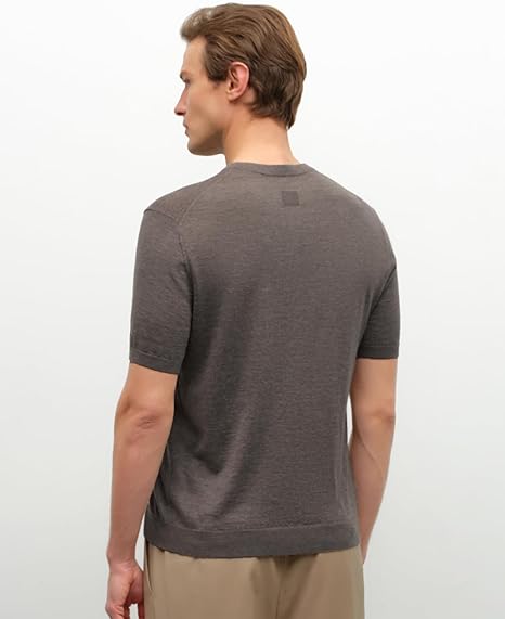 KVSS Men's T-Shirt 100% Pure Cashmere Pullover Crewneck Short Sleeve Cashmere T-Shirts for Mens