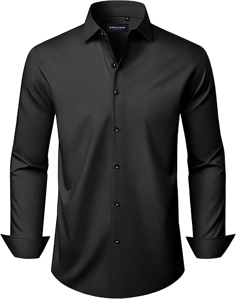 Alimens & Gentle Men's Long Sleeve Dress Shirts Wrinkle Free Stretch Wedding Business Casual Button Down Shirt